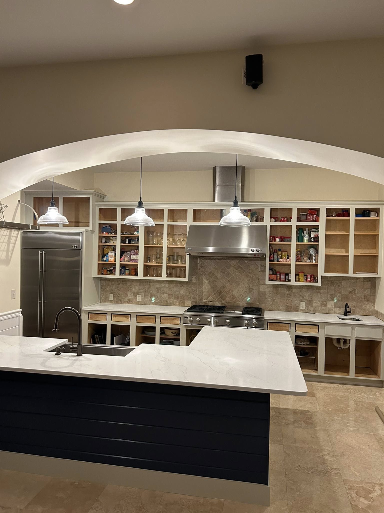 After — Two-tone white and navy kitchen