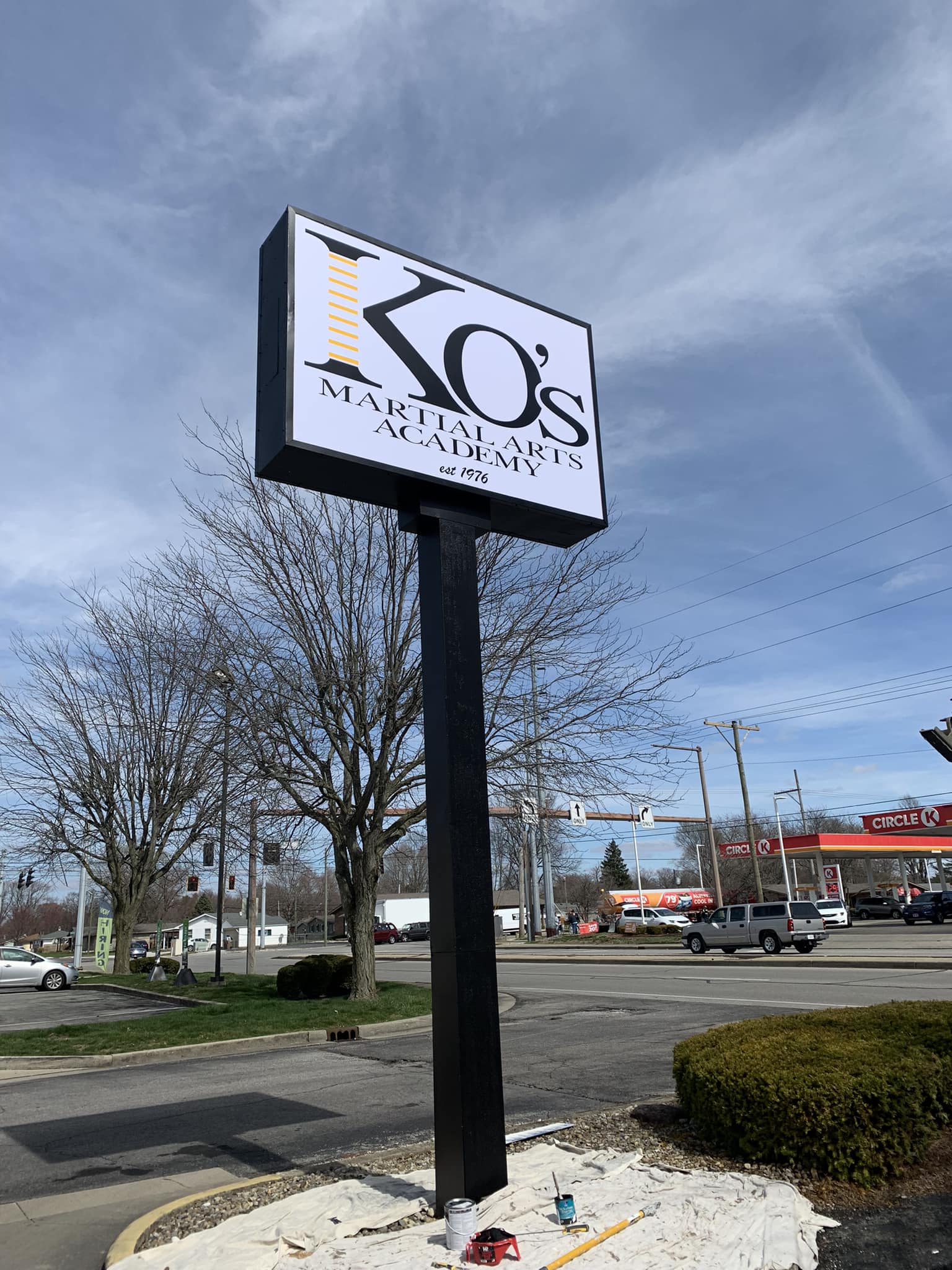 Refinished KO's Martial Arts Academy pole sign